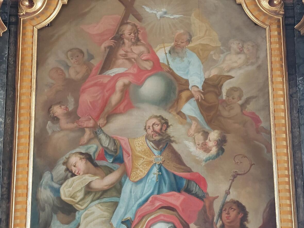 Kirchenpatron St. Martin Hochaltarbild der Pfarrkirche Holzheim